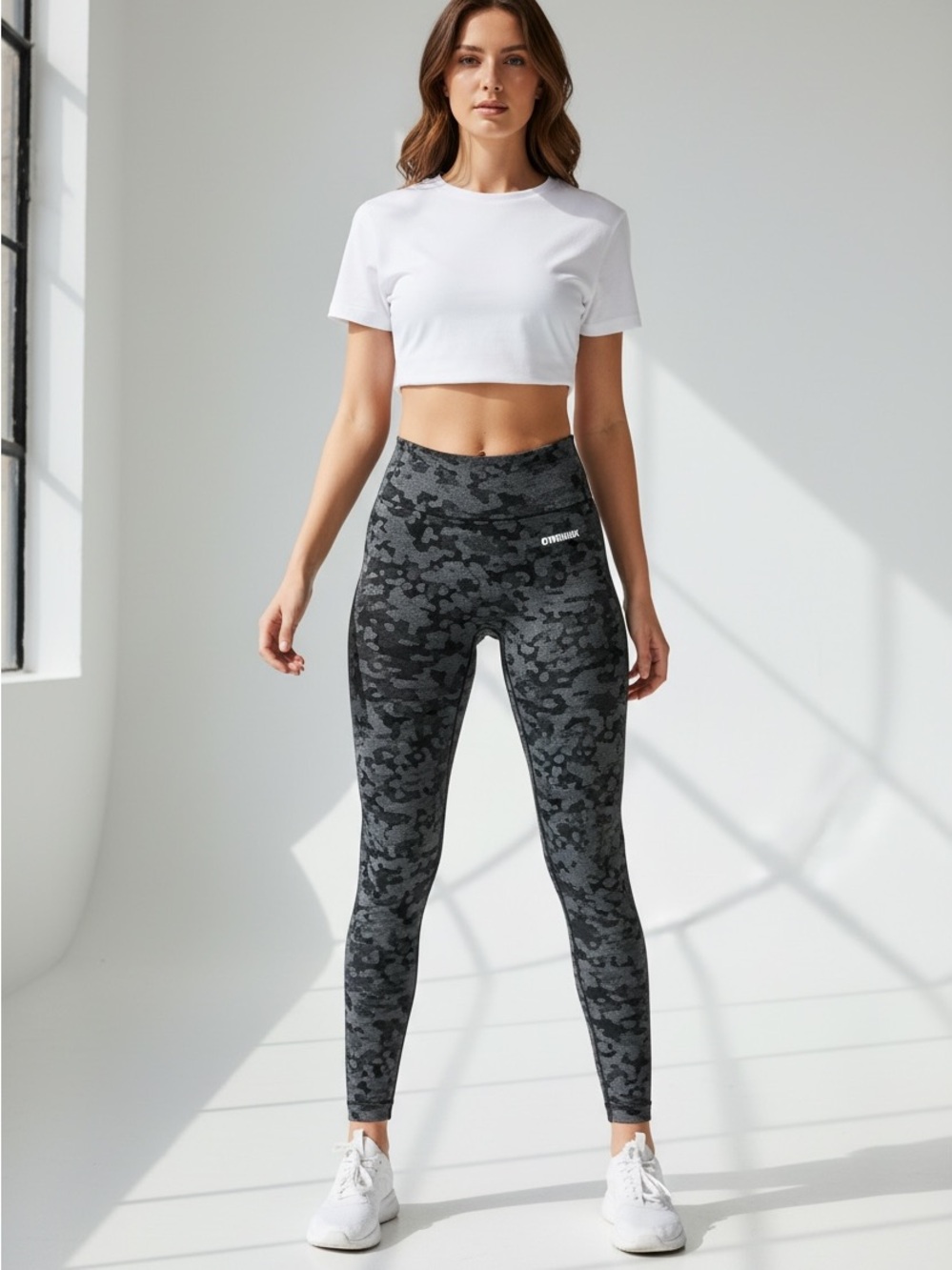 Gymshark Black & Gray Camo High-Waist Leggings